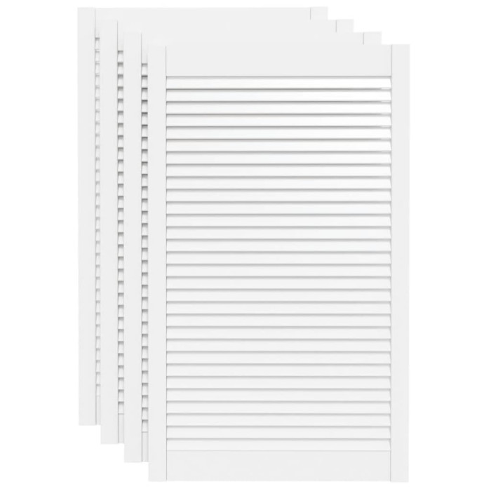 Vrata za omarico z letvicami 4 kosi bela 99,3x59,4 cm borovina